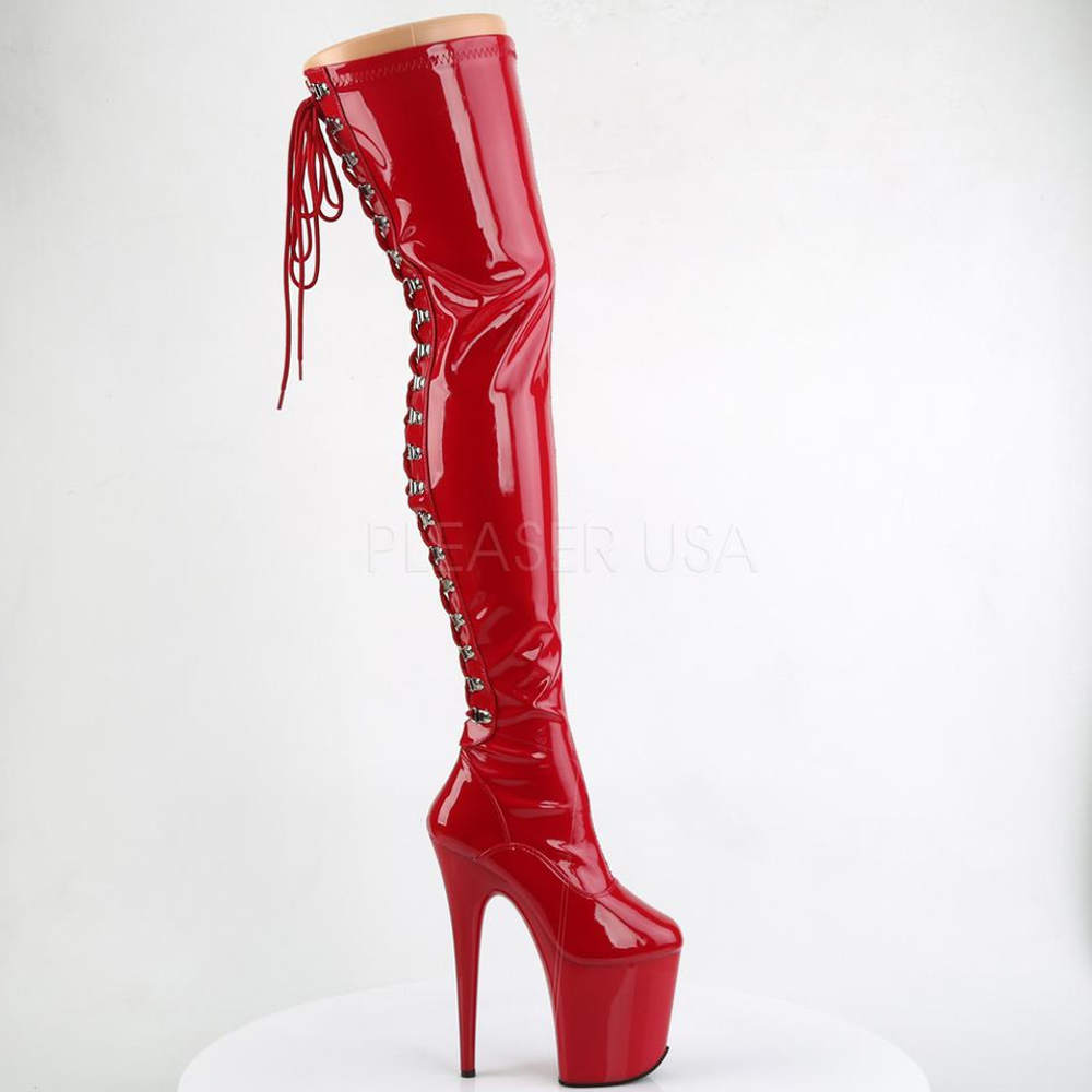 Pleaser - FLAMINGO3063 Plattform Overknee Stiefel - Pole dance schuhe - Rot